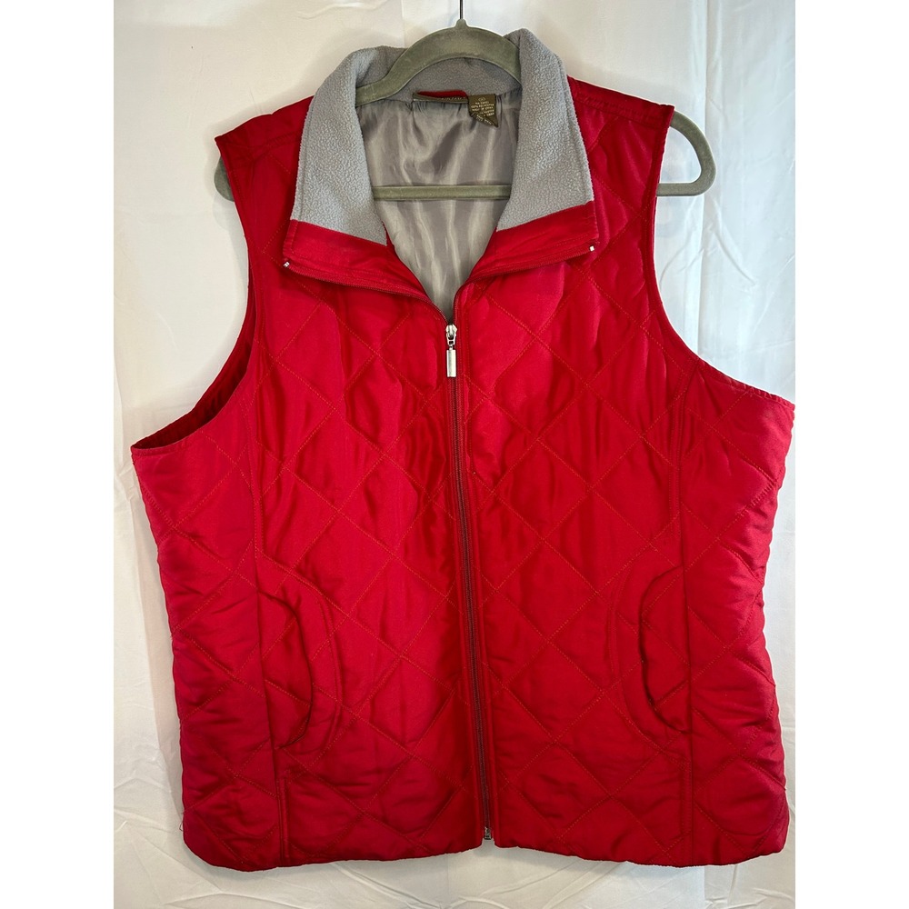 Jane‎ Ashley Quilted Vest Women Red Fleece Lined XL Gorpcore Casual Outdoor Cozy